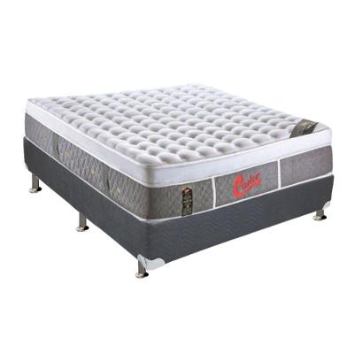 Cama Box Casal: Colchão Molas Castor Pocket Light Stress Oxygen New Plush + Base CRC Suede Cinza(138x188)