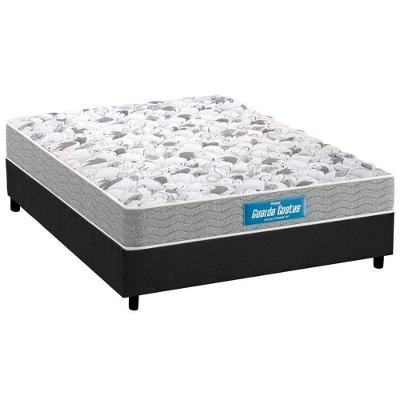 Cama Box Casal: Colchão Espuma Probel D45/EP Guarda Costas Próextreme + Base CRC Suede Gray(138x188)