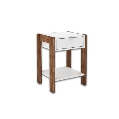 Mesa Cabeceira Casal AZ1016 c/ 1 Gaveta Branco/Nogal - Tecno Mobili