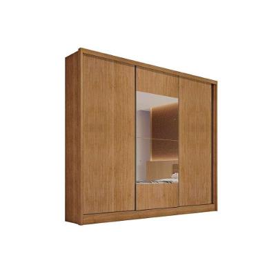 Guarda Roupa Casal 3 Portas de Correr e 6 Gavetas c/ Espelho Arezzo Plus Freijo Cumaru - Novo Horizonte