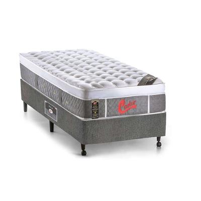 Cama Box Solteiro: Colchão Molas Castor Pocket Light Stress Oxygen New Plush + Base SL Gold Star Suede Gray(88x188)