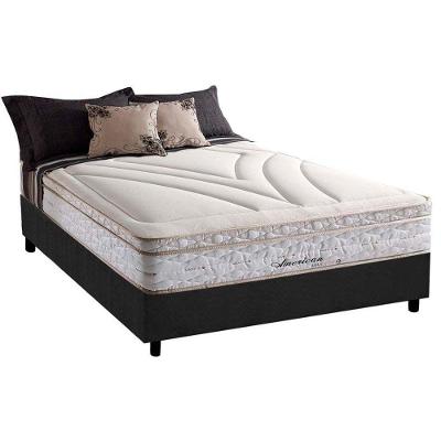 Cama Box Casal: Colchão Molas Herval Maxspring American + Base CRC Suede Gray(138x188)