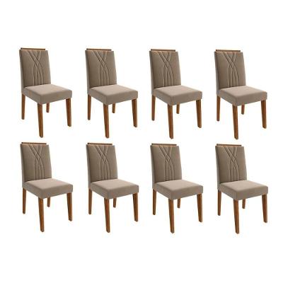 Cadeira Sala de Jantar Nicole Kit 8 Un Savana/Suede Joli - Cimol