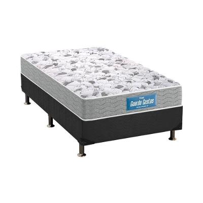 Cama Box Solteiro: Colchão Espuma D45 Probel Guarda Costas Plus + Base CRC Suede Gray(88x188)