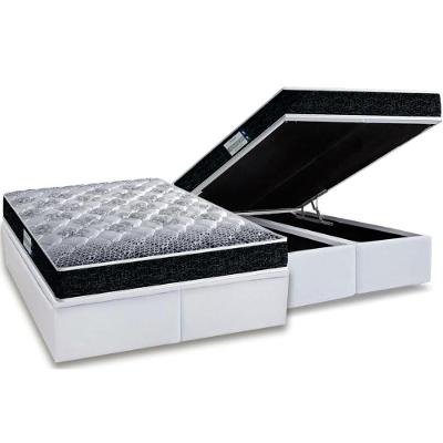 Cama Box Baú Queen: Colchão Espuma Probel D33/EP Firmepedic ProDormir Advanced Tech1500 Double Face + Base CRC Courano White(158x198)