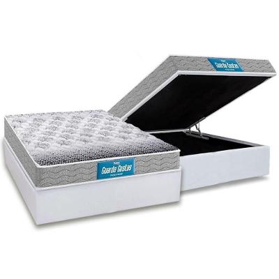 Cama Box Baú Casal: Colchão Espuma D45 Probel  / EP Guarda Costas PróExtreme + Base CRC Courano White(138x188)