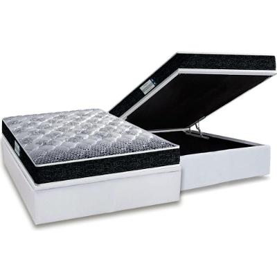 Cama Box Baú Casal: Colchão Espuma D33 Probel /EP Firmepedic ProDormir Advanced Tech1500 Double Face + Base CRC Courano White(138x188)