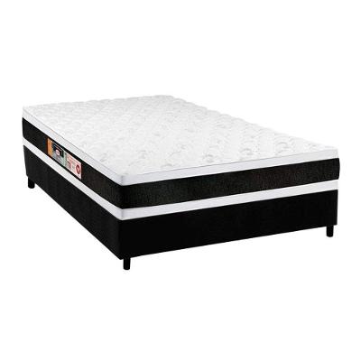 Cama Box Casal: Colchão Espuma Castor D45 Black e White Double Face + Base CRC Suede Black(138x188)