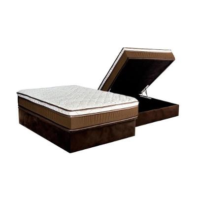 Cama Box Baú Casal: Colchão Molas Ensacadas Luckspuma MasterPocket Caribe + Base CRC Suede Brown(138x188)