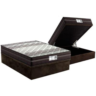 Cama Box Baú Casal: Colchão Molas Probel Prolastic ProDormir Palace + Base CRC Suede Brown(138x188)