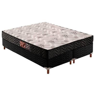 Cama Box Queen: Colchão Espuma D45 Paropas Pasquale Black + Base CRC Suede Black(158x198)