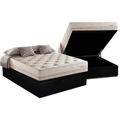 Cama Box Baú Casal: Colchão Molas Herval Maxspring Scotland + Base CRC Suede Black(138x188)