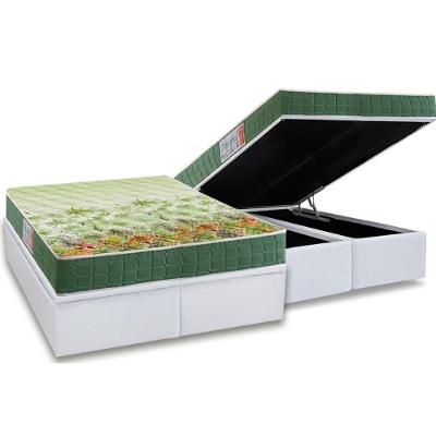 Cama Box Baú Casal: Colchão Espuma Anjos D28 / AG65 Pantanal + Base CRC Courano White(138x188)