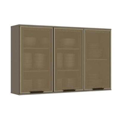 Armário Aéreo p/ Cozinha Connect c/ 3 Portas de Vidro 120cm Duna - Henn
