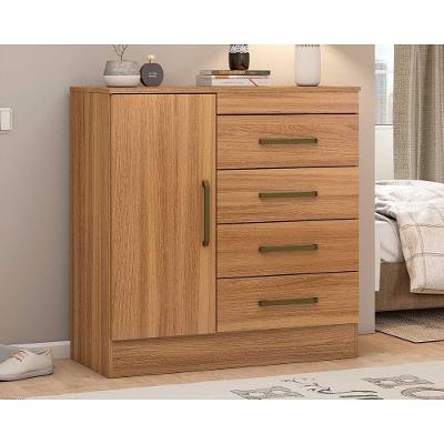 Cômoda De Quarto Montevideu C/ 1 Porta E 4 Gavetas Amêndola Touch - Demóbile