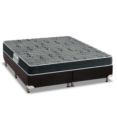 Cama Box Queen: Colchão Espuma D33 Probel ProDormir Advanced Mega Resistente + Base CRC Suede Black(158x198)