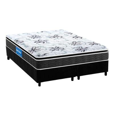 Cama Box Queen: Colchão Espuma Probel D40 Guarda Costas Premium Hiper Firme + Base CRC Suede Black(158x198)
