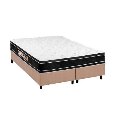 Cama Box King: Colchão Espuma D33 Castor Black e White Double Face + Base CRC Suede Clean(193x203)