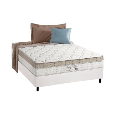 Cama Box Casal: Colchão Molas MasterPocket Ensacadas Anjos   King Best + Base CRC Courano Branco(138x188)