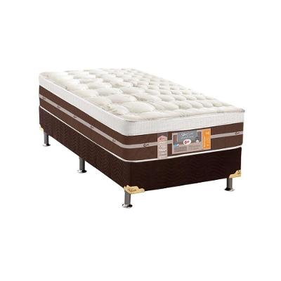 Cama Box Solteiro: Colchão Molas Ensacadas Castor Pocket Silver Star Air Híbrido + Base CRC Suede Brown(88x188)