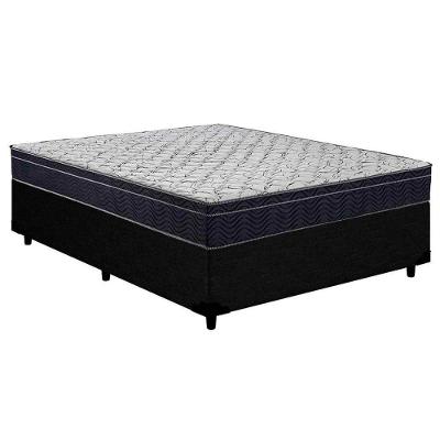 Cama Box Casal: Colchão Anatômico Ortobom D45/EP Airtech 150 Ortopilow + Base CRC Courano Black(138x188)
