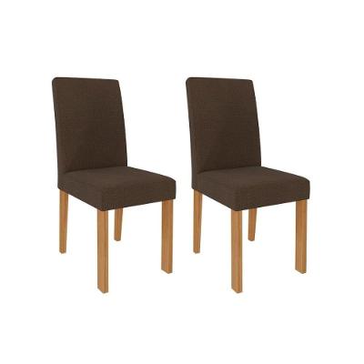 Cadeira Sala de Jantar Maia Kit 2 Un Nature/Suede Mascavo - Cimol