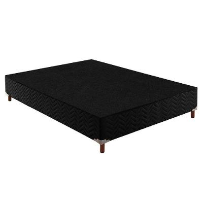 Cama Box Base Casal Sommier Rústico Bordado Black (138x188x20) - Paropas
