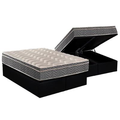 Cama Box Baú Queen: Colchão Anatômico Paropas D45 / EP Confort Mega Firme + Base CRC Suede Black(158x198)