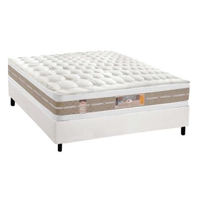 Cama Box Casal: Colchão Molas Castor Pocket Silver Star Air Double Face + Base CRC Courano White(138x188)