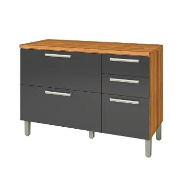 Balcão de Cozinha  Burguesa Premium 2 Portas e 3 Gavetas c/ Tampo 120cm Freijo/Grafite - Nesher