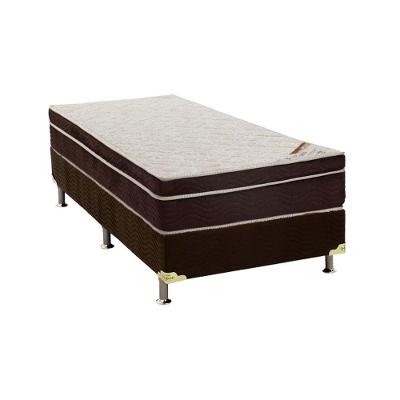 Cama Box Solteiro: Colchão Ortopédico Ortobom Exclusive OrtoPillow + Base CRC Camurça Brown(88x188)