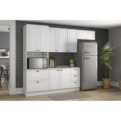 Cozinha Modulada Henn Americana 5pçs (2 Armários 1 Balcão 1 Paneleiro 1 Complemento) C5P12 Branco