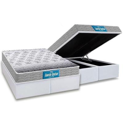 Cama Box Baú Queen: Colchão Espuma Probel D45 / EP Guarda Costas PróExtreme + Base CRC Courano White(158x198)