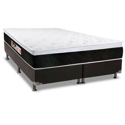 Cama Box King: Colchão Espuma D45 Castor Black e White AIR + Base CRC Suede Black(193x203)