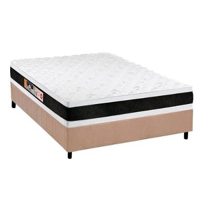Cama Box Casal: Colchão Espuma D45 Castor Black e White AIR Double Face + Base CRC Suede Clean(138x188)