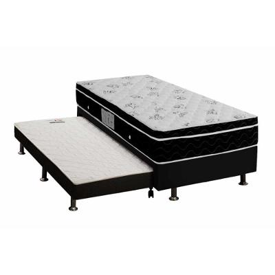 Cama Box c/Auxiliar Solteiro: Colchão Ortobom Nanolastic Physical + Base CRC Courano Black(88x188)