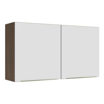 Armário Aéreo 120 Cm 2 Portas Rustic/Branco Veludo