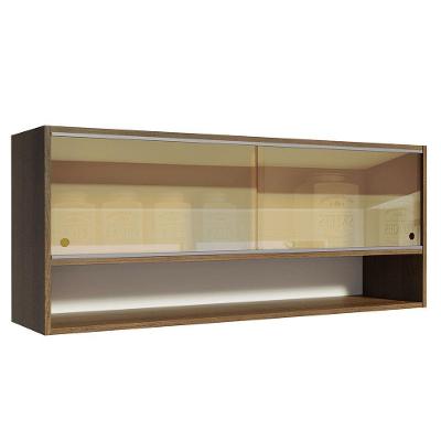 Armário Aéreo 2 Portas Correr Vidro 1 Nicho Glamy, E Rustic