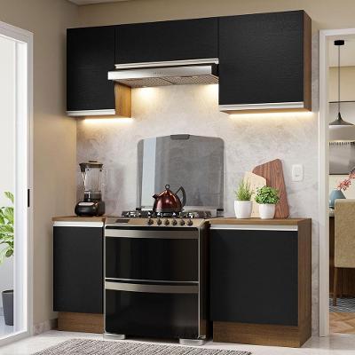 Armário De Cozinha 180Cm Rustic/Preto Glamy 12 Rustic/Preto