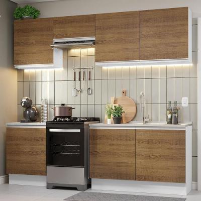Armário De Cozinha 240Cm Glamy 09 Branco/Rustic