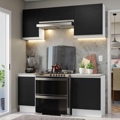 Armário De Cozinha 180Cm Branco/Preto Glamy 12 Branco/Preto