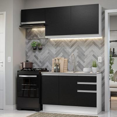 Armário De Cozinha 180Cm Branco/Preto Glamy 09 Branco/Preto