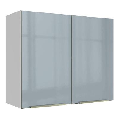 Armário Aéreo Madesa Lux 80cm 2 Portas Branco Cinza