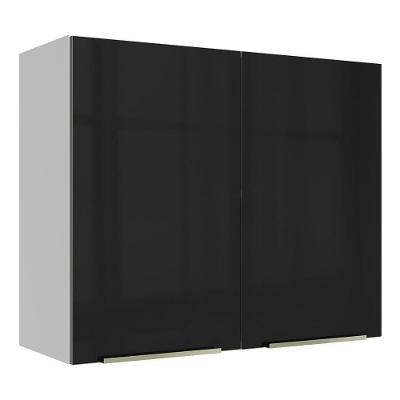 Armário Aéreo Madesa Lux 80cm 2 Portas Branco Preto