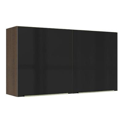 Armário Aéreo Madesa Lux 120 cm 2 Portas Rustic e Preto
