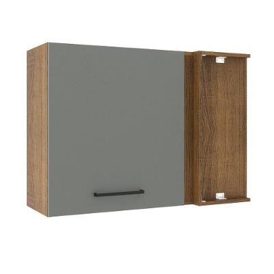 Armário Aéreo de Canto Madesa Agata 1 Porta Rustic Cinza