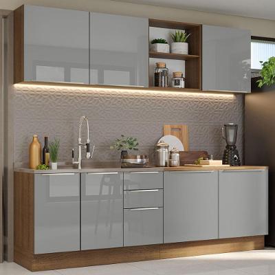 Armário De Cozinha Completa 240cm Rustic/cinza Lux Madesa 05 Rustic/cinza