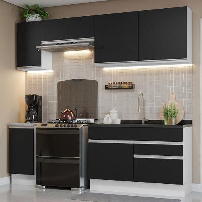 Armário De Cozinha Completa 240Cm Branco/Preto Madesa