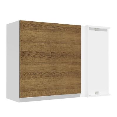 Armário Aéreo de Canto Glamy 1 Porta Branco/Rustic Madesa 