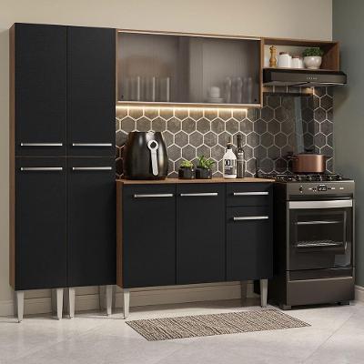 Armário De Cozinha Completa 229Cm Madesa 08 Rustic/Preto